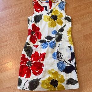 Boden floral cotton sleeveless dress exposed zipper pockets Easter brunch 6